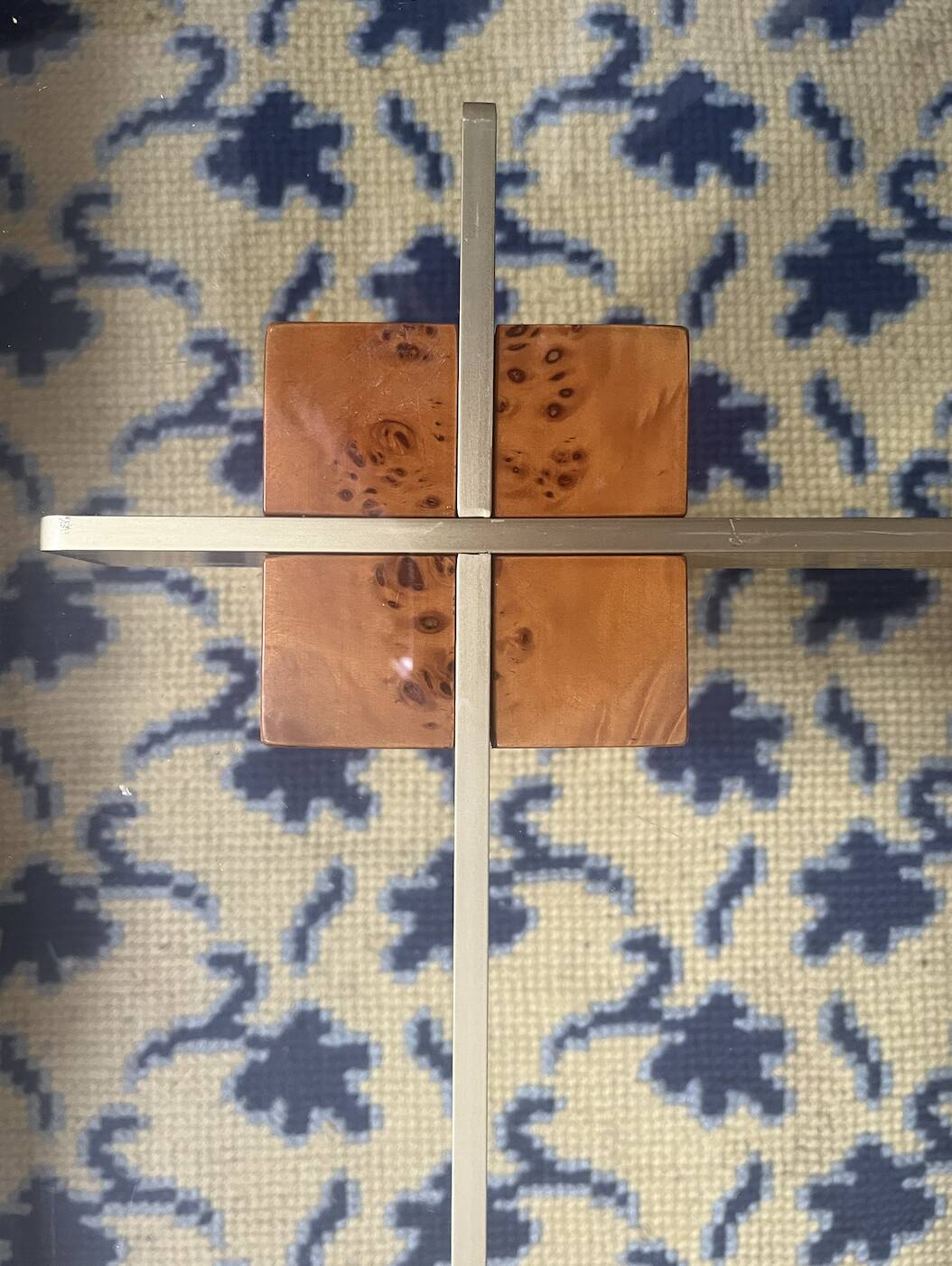 Coffee table with burl wood base