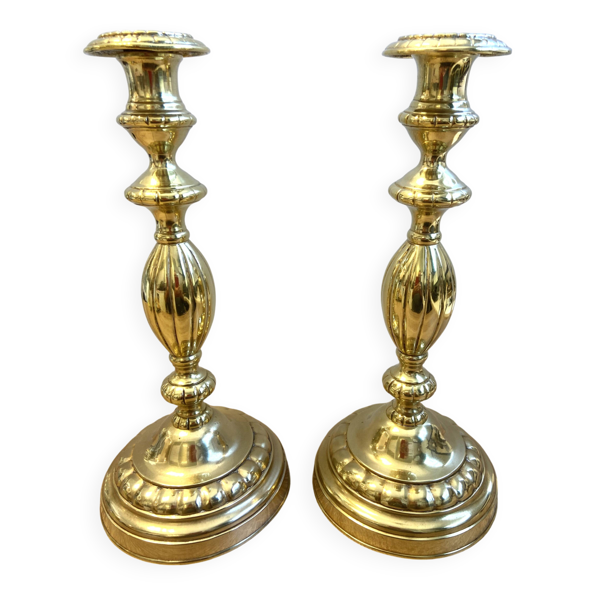 Antique pair of Louis Philippe period candlesticks and torches
