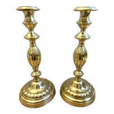 Antique pair of Louis Philippe period candlesticks and torches