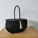 Black wicker basket