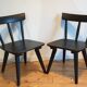 Paire de fauteuils bas"campagne" en chêne noirci 1960