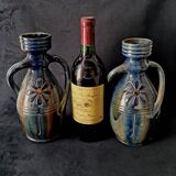 Pair of Vases with Two Rotating Handles - Flemish Pottery