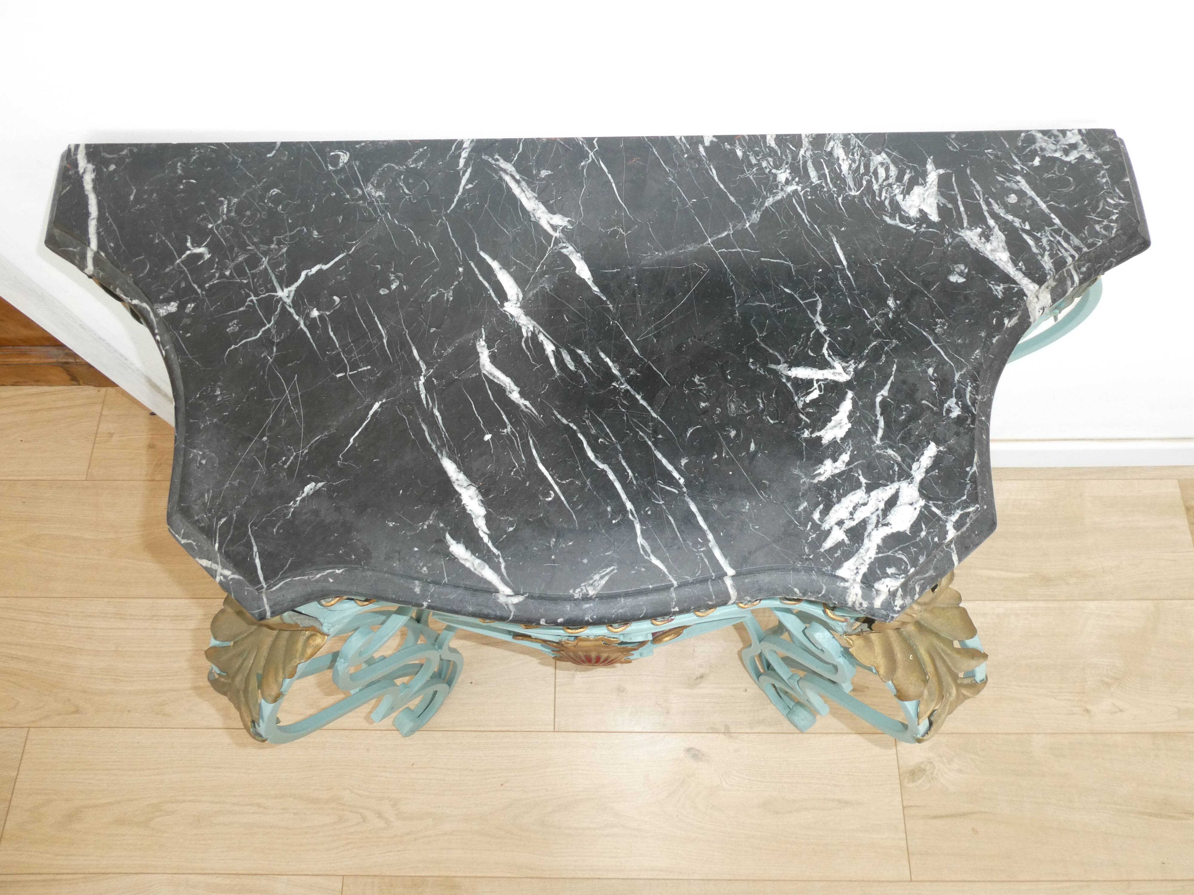 Magnificent Louis XV style iron and marble console