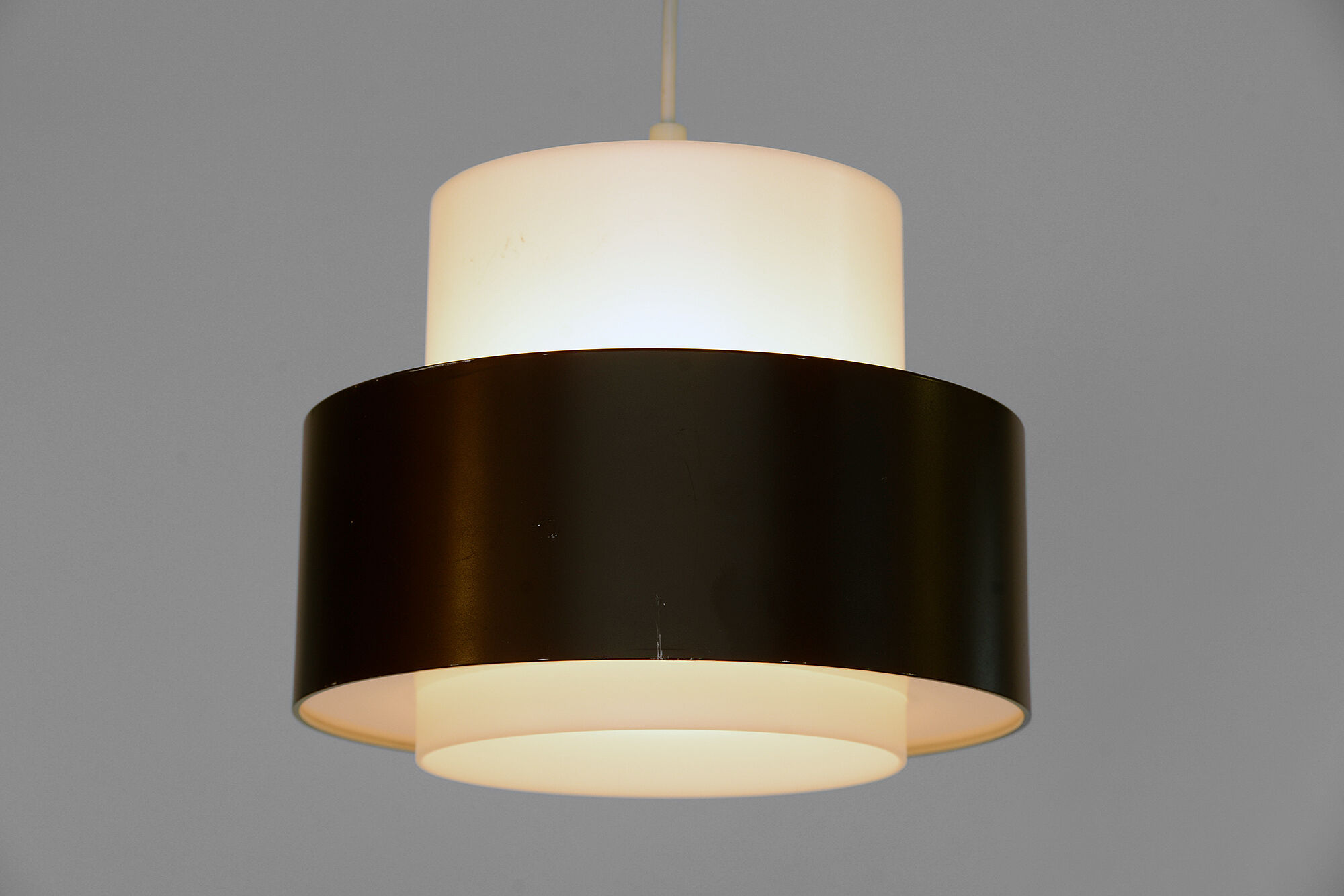 Pendant light "Cylindus" by Uno and Östen Kristiansson for Luxus. Sweden 1970s