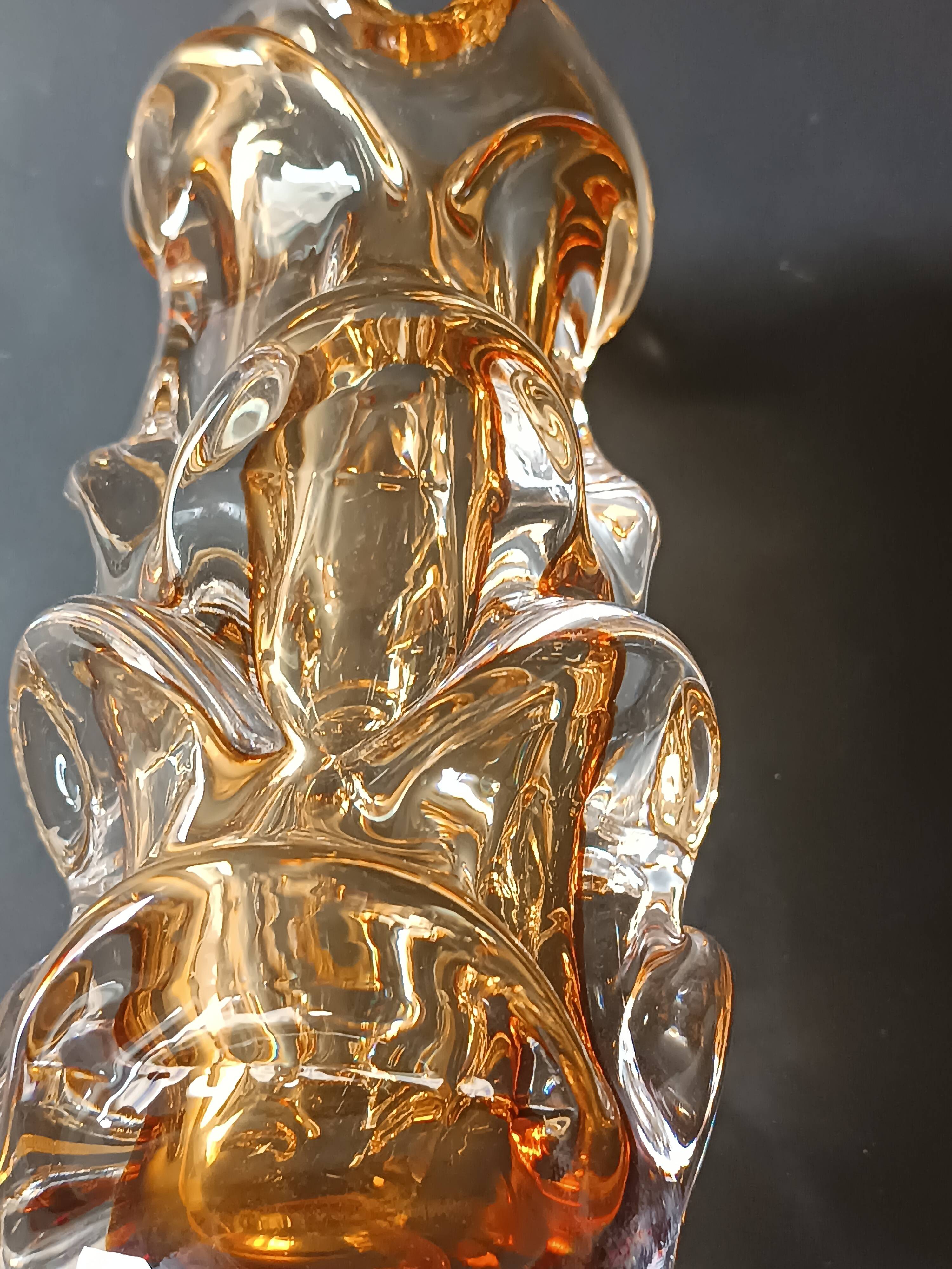 Amber glass vase design Jan Beranek vintage