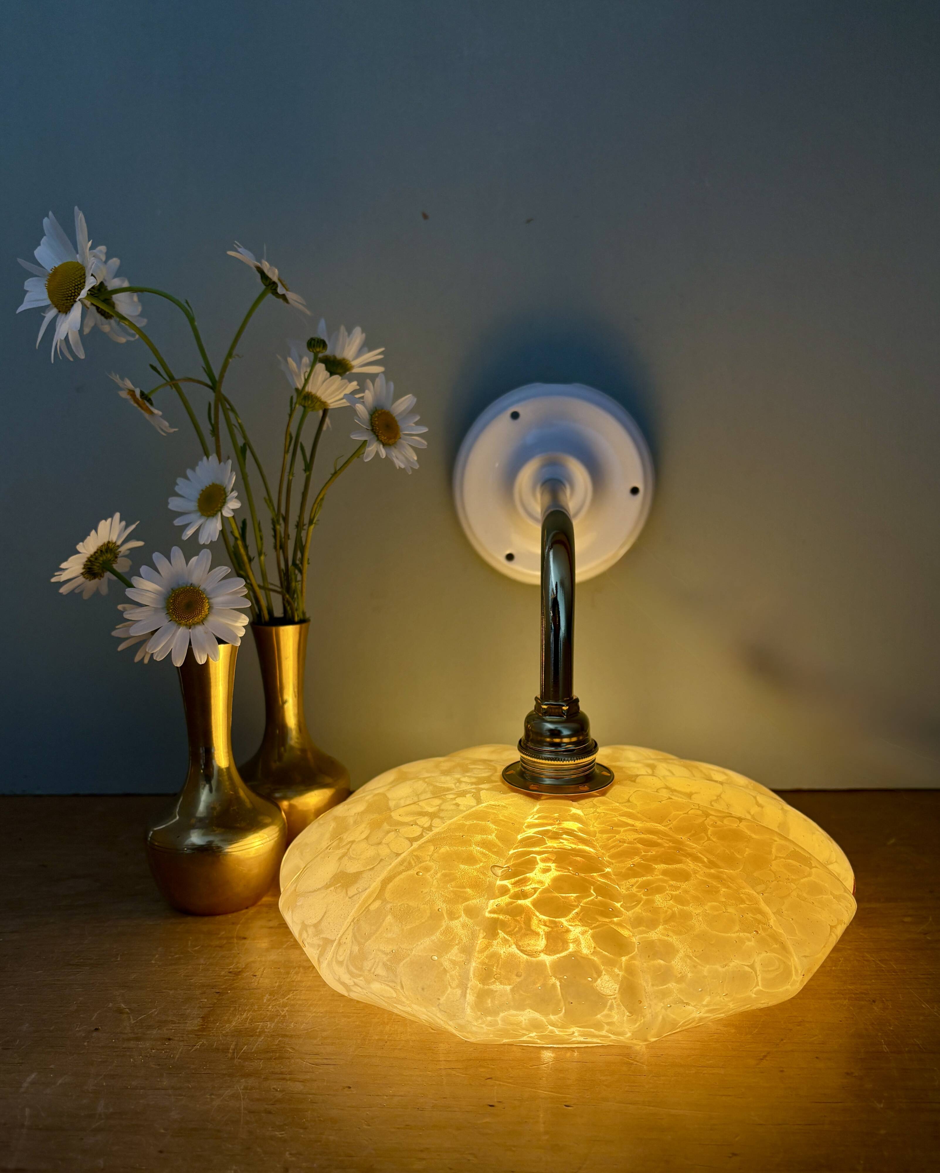 Antique wall lamp with yellow Clichy glass shade