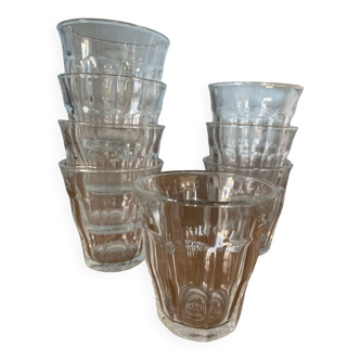 8 small Duralex glass cups