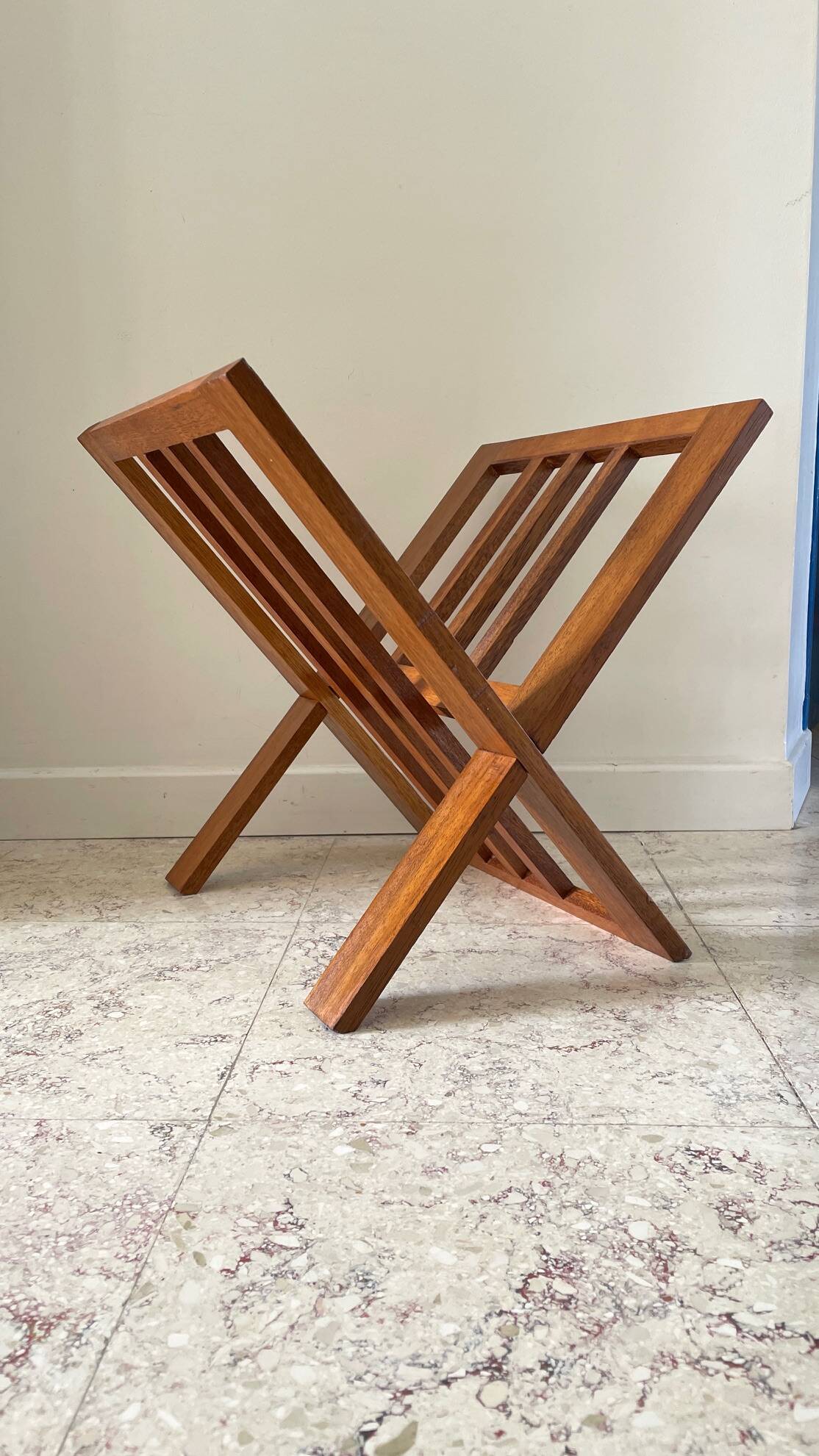 Vintage geometric magazine rack