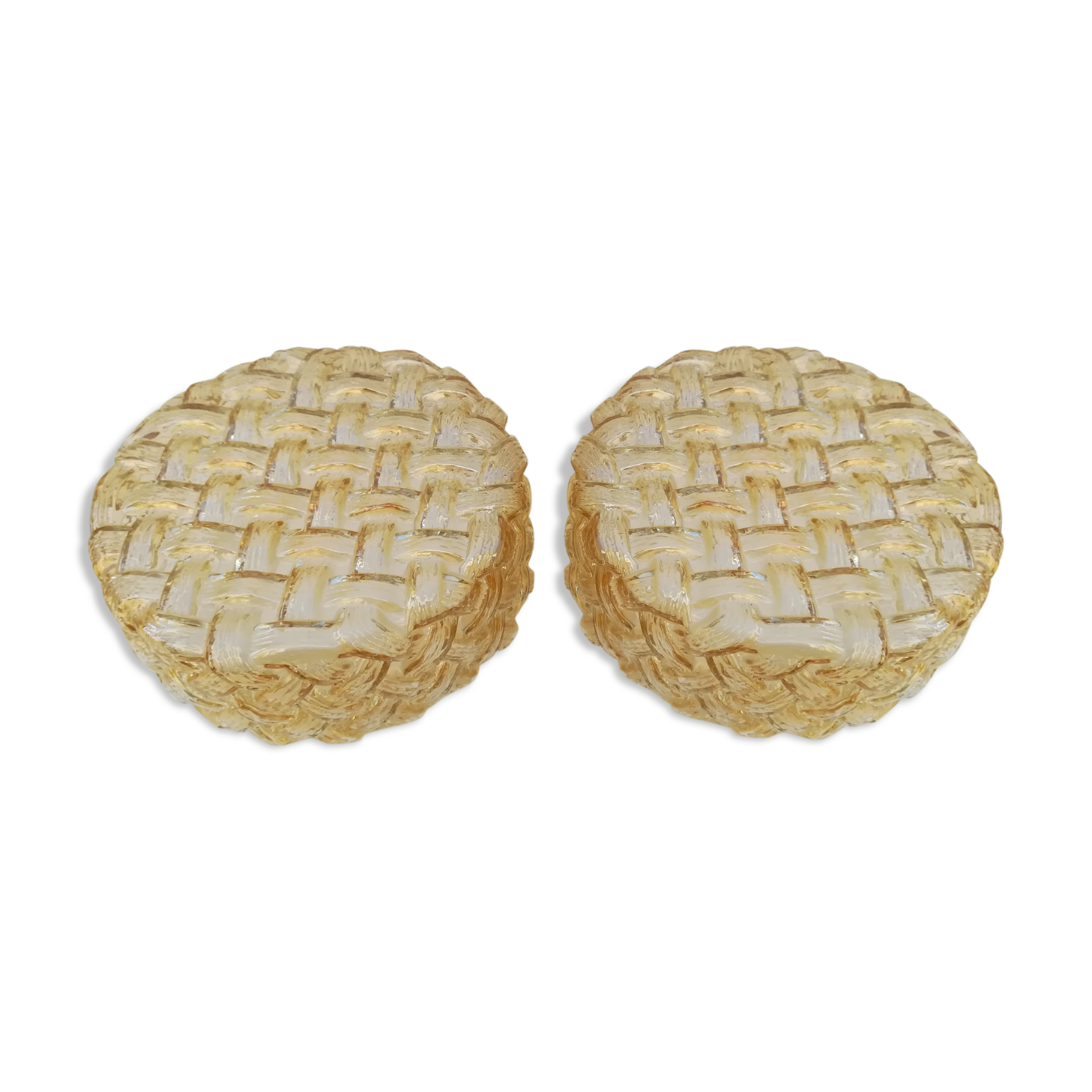 TWO PLAFONNIERS IN VERRE SOUFFLE