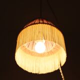 Small floral portable lamp with fringed finish