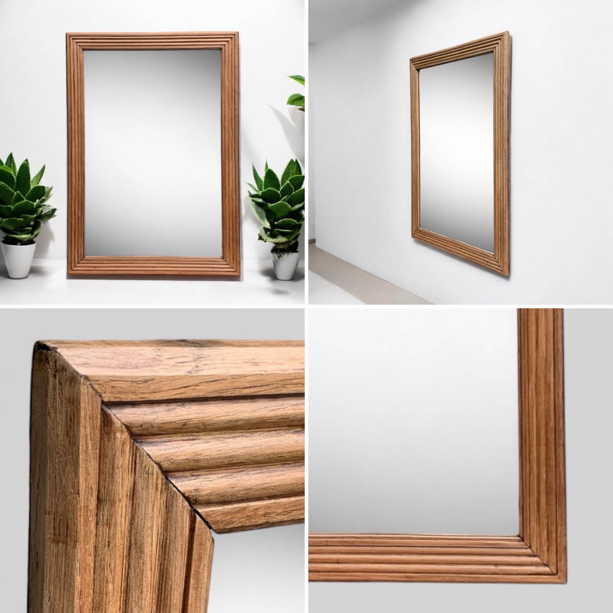 1940 beveled mirror solid raw oak 74x104