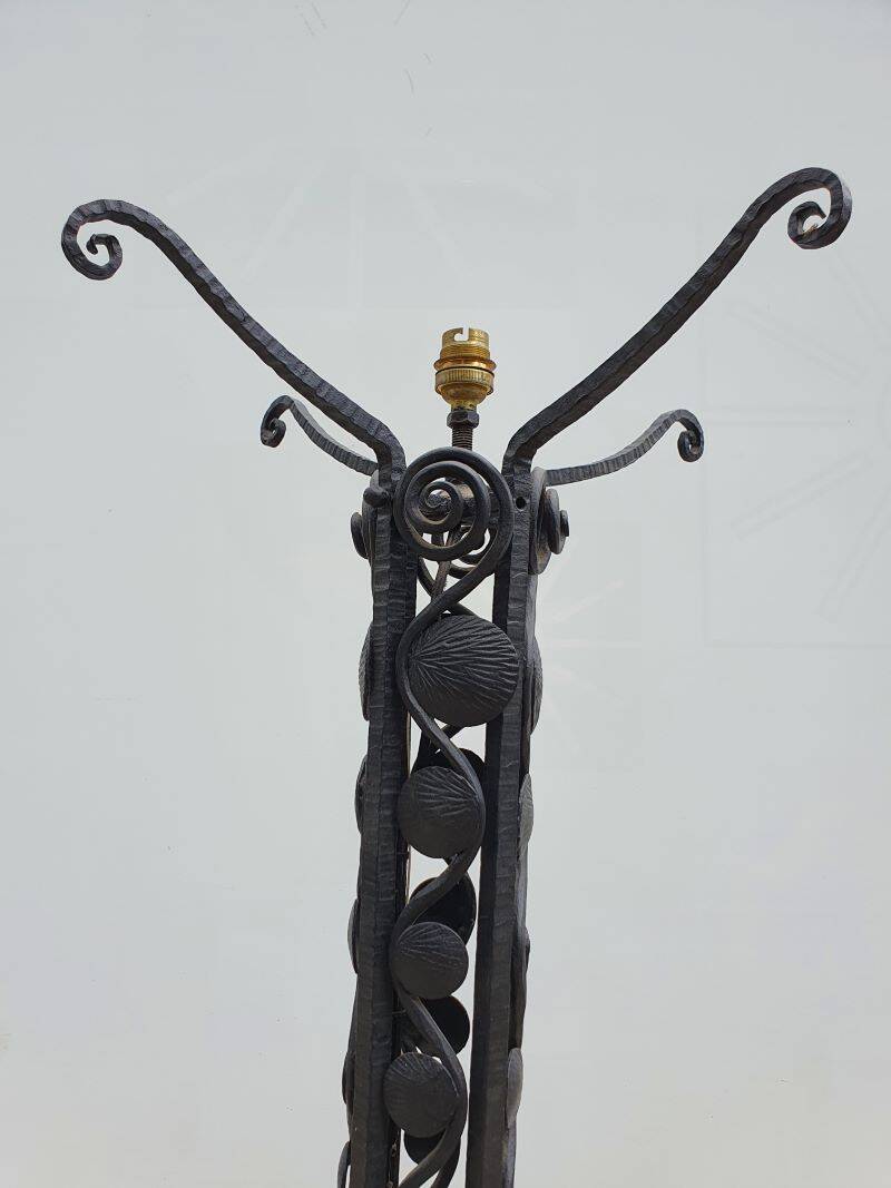 Large Art Deco Red Stained Glass Floor Lamp