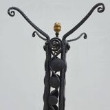 Large Art Deco Red Stained Glass Floor Lamp