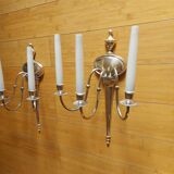 2 appliques murales en bronze argente