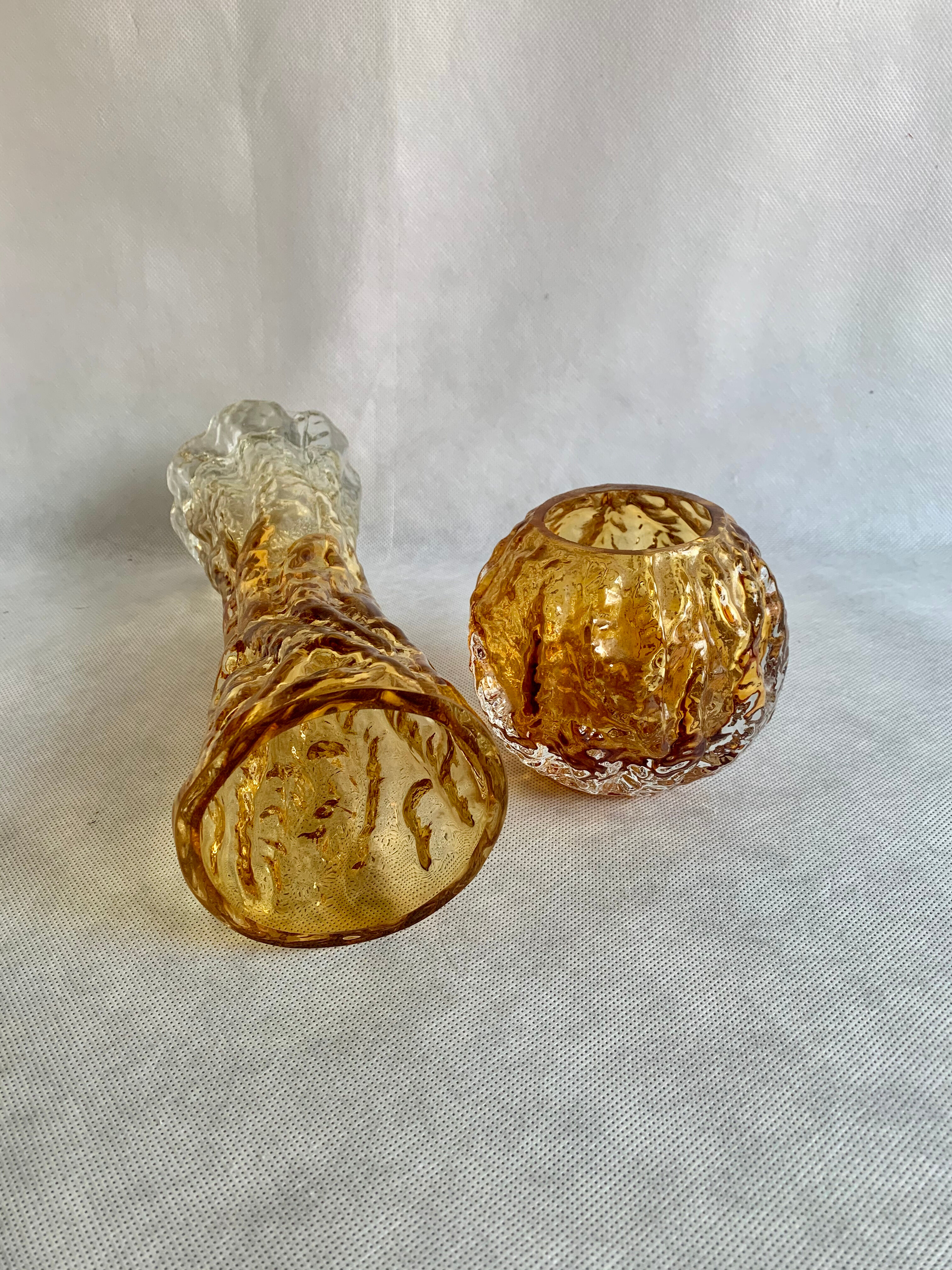 Set of amber vases Oberglass, Austria, 1970s