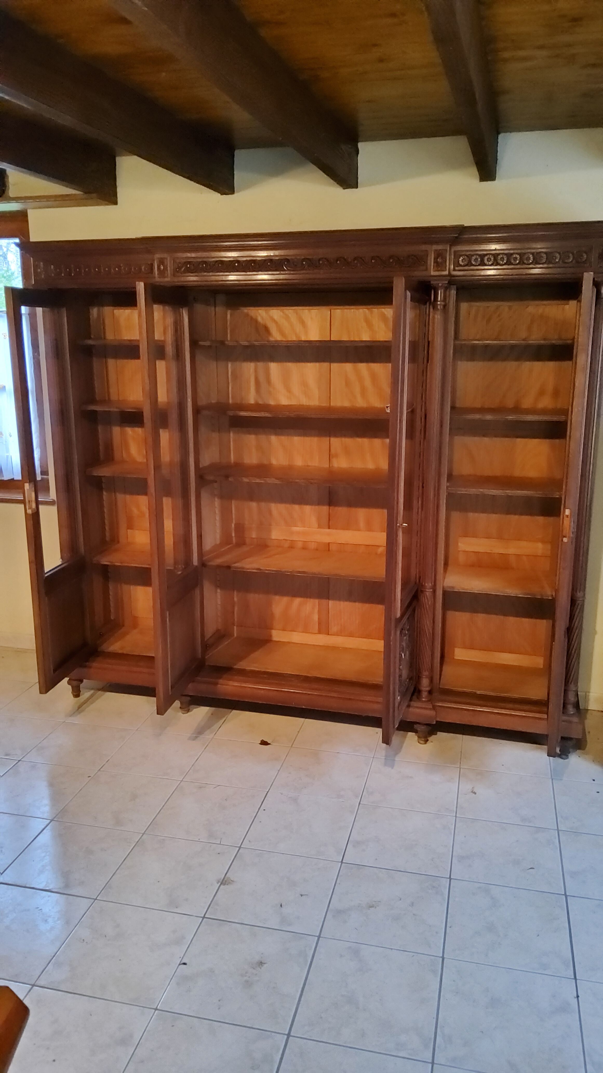 Late nineteenth century Louis XVI style library in walnut