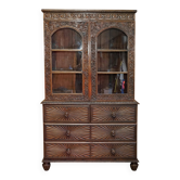 19th-century Anglo-Indian colonial hardwood library on a chest of drawers.