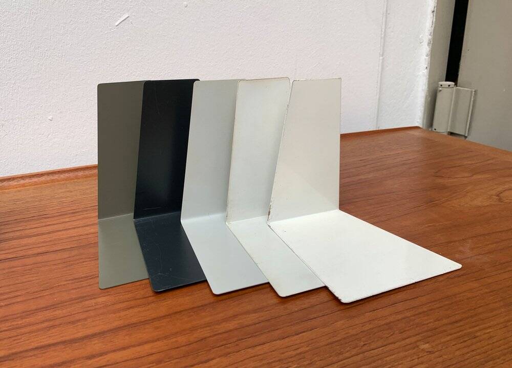 Mid-century German colourful minimalist metal bookends by Soennecken, 1960s, set of 16.