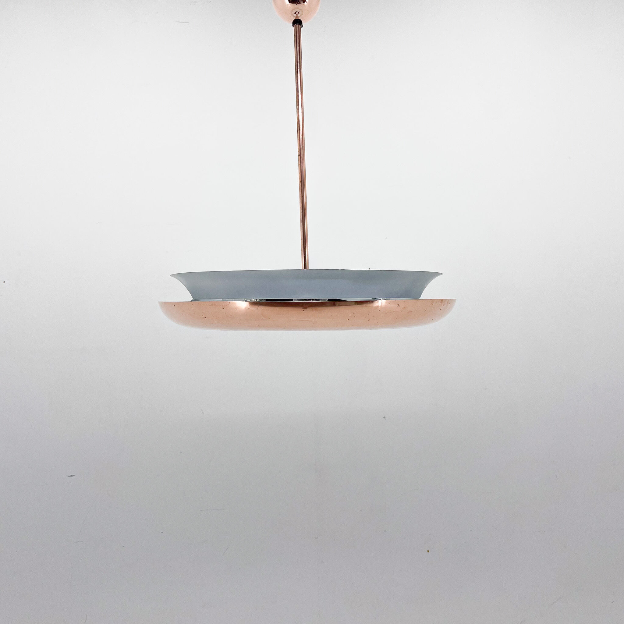 Bauhaus / Functionalist Copper Chandelier Ufo, 1930s, Restored