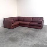 Brown leather modular sofa by De Sede; DS76, 1970s (corner)