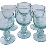 6 Gros Verres A Eau En Verre Vert Biot