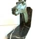 Art-Deco bookend Horse in patinated regulation on black marble support