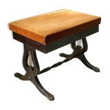 Lyre leg stool with storage, lion paw feet, English style.