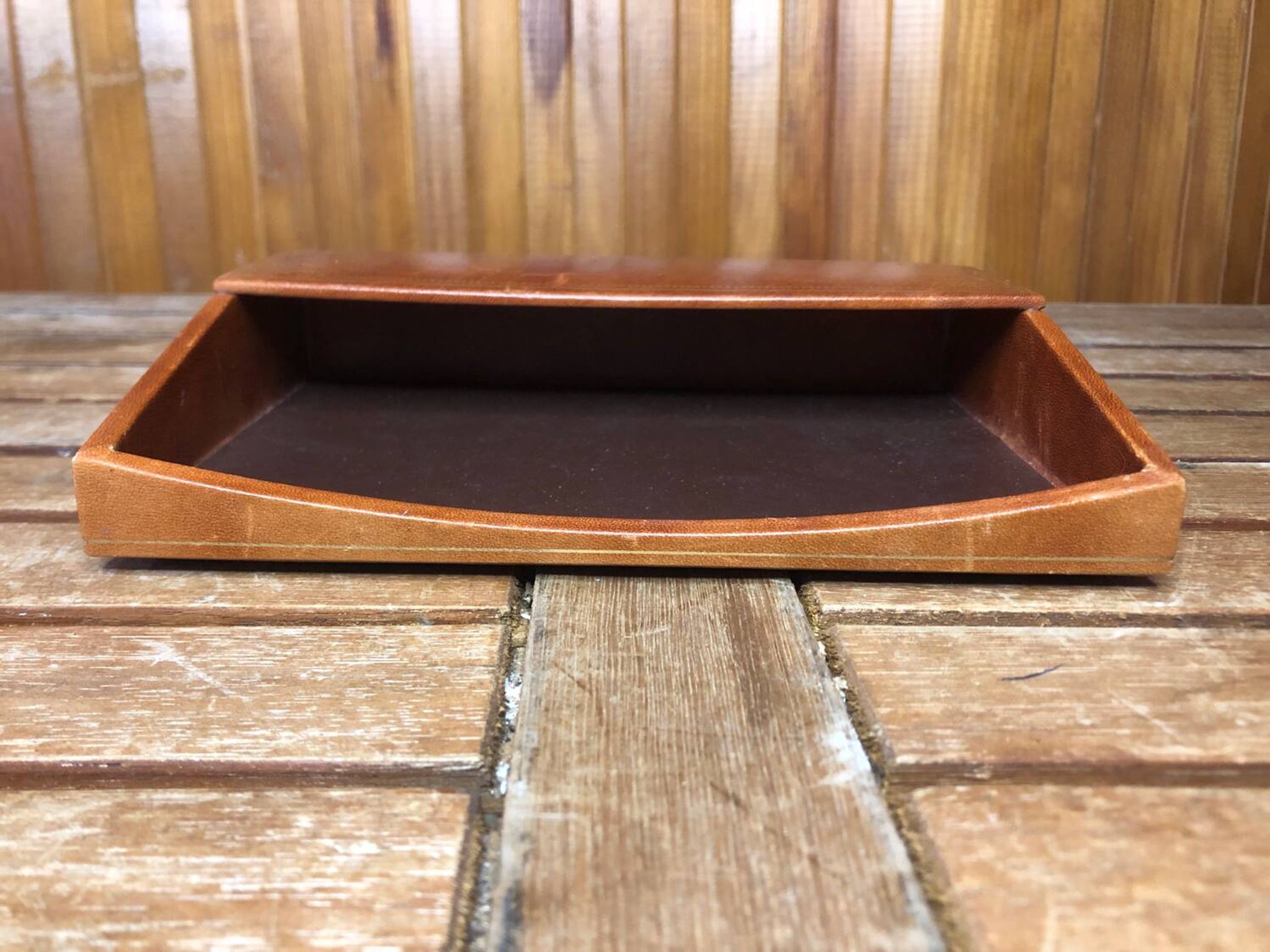 Ancien porte cartes lancel paris cuir marron gaufré accessoires bureau