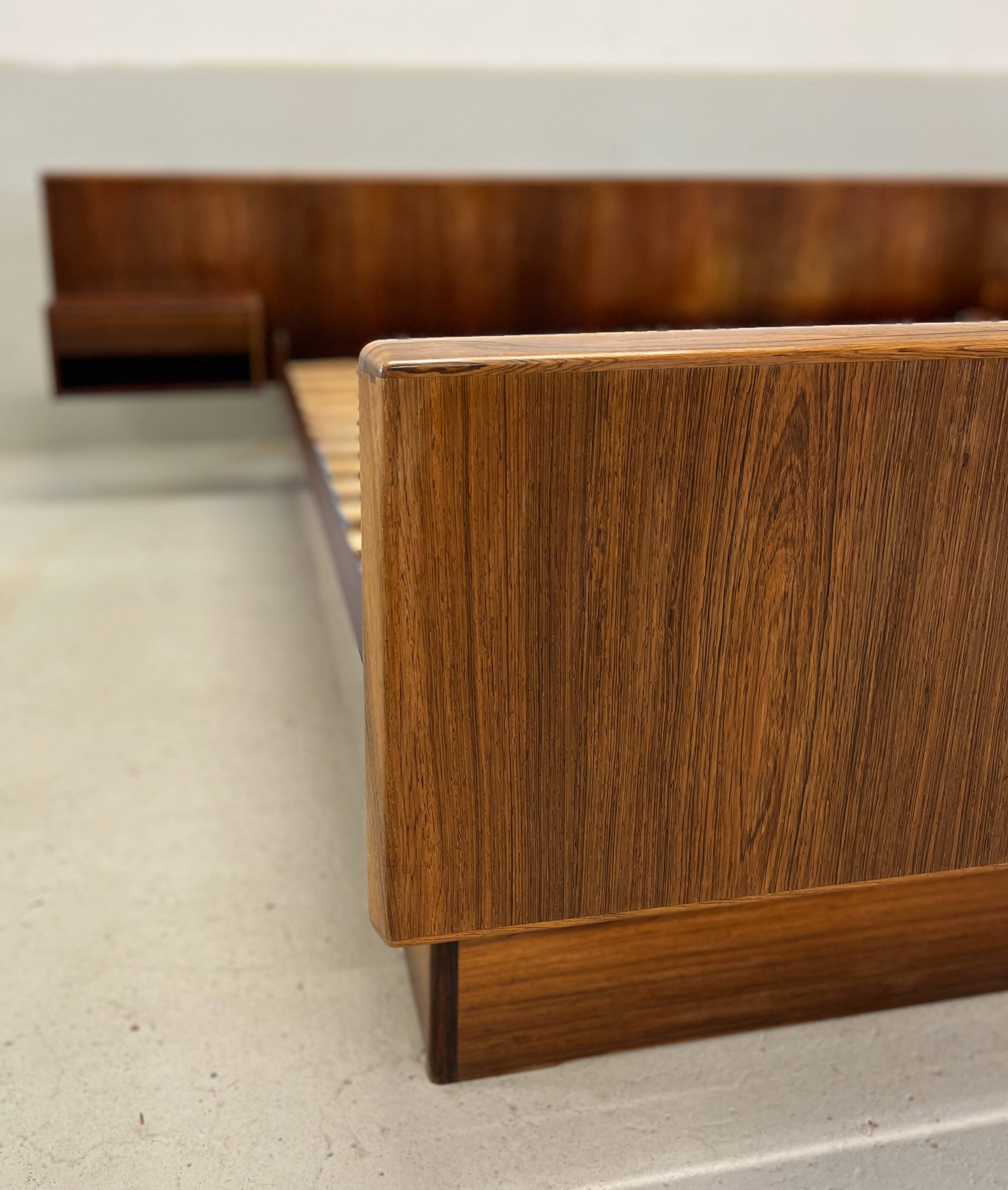 Danish Rosewood Double Floating Bed By Sannemans, 1970s.