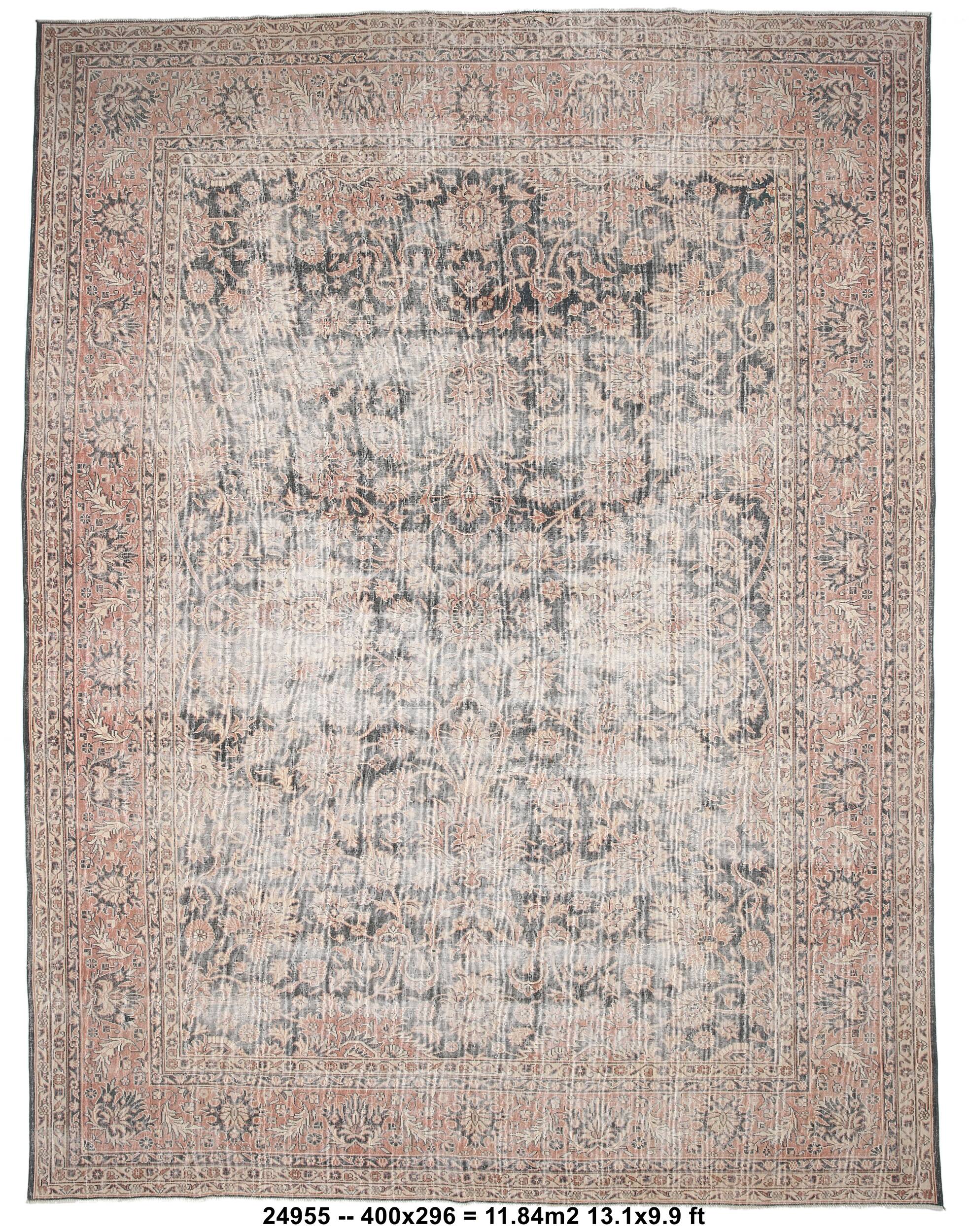 Tapis persan floral noir et rouge