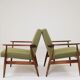 Pair de fauteuils scandinave mid century bouclette verte