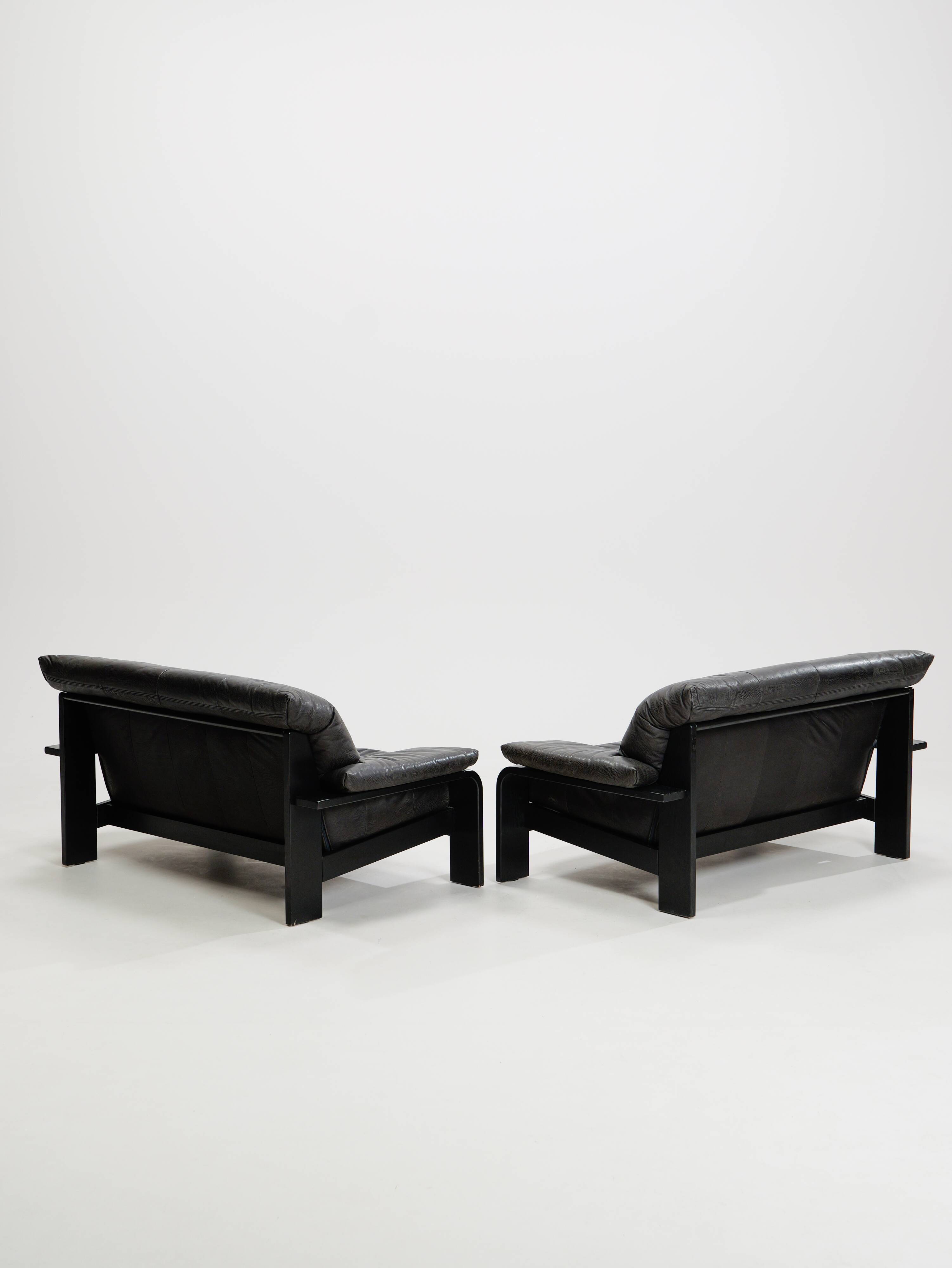 Postmodern German brutalist lounge sofa by Rolf Benz for Musterring, 1990s, set of 2