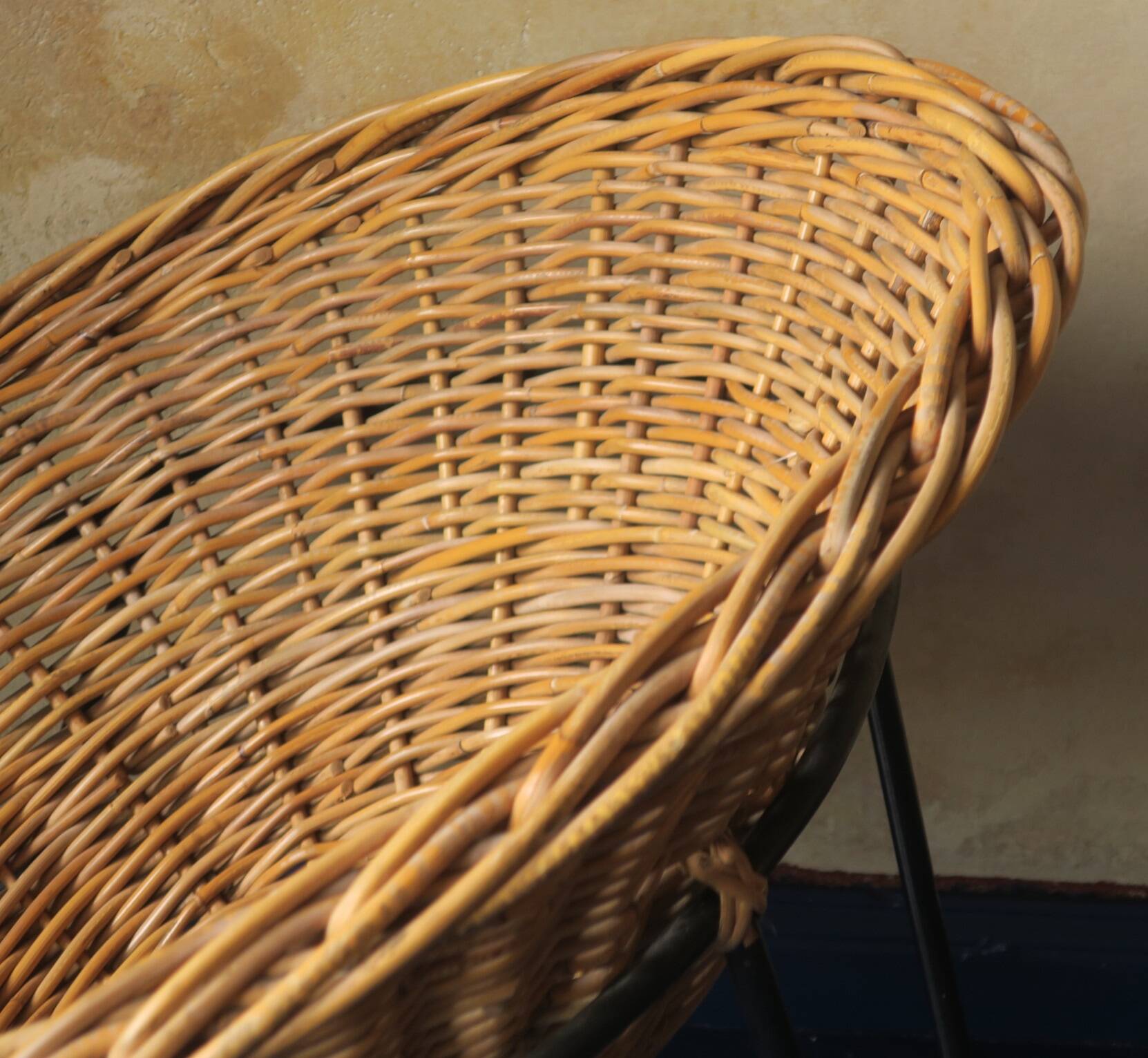 Pair of mid century bamboo and iron pod chairs, 1960s