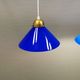 Two lamps in double layered glass with brass top. Danish and estimated from the 1960s