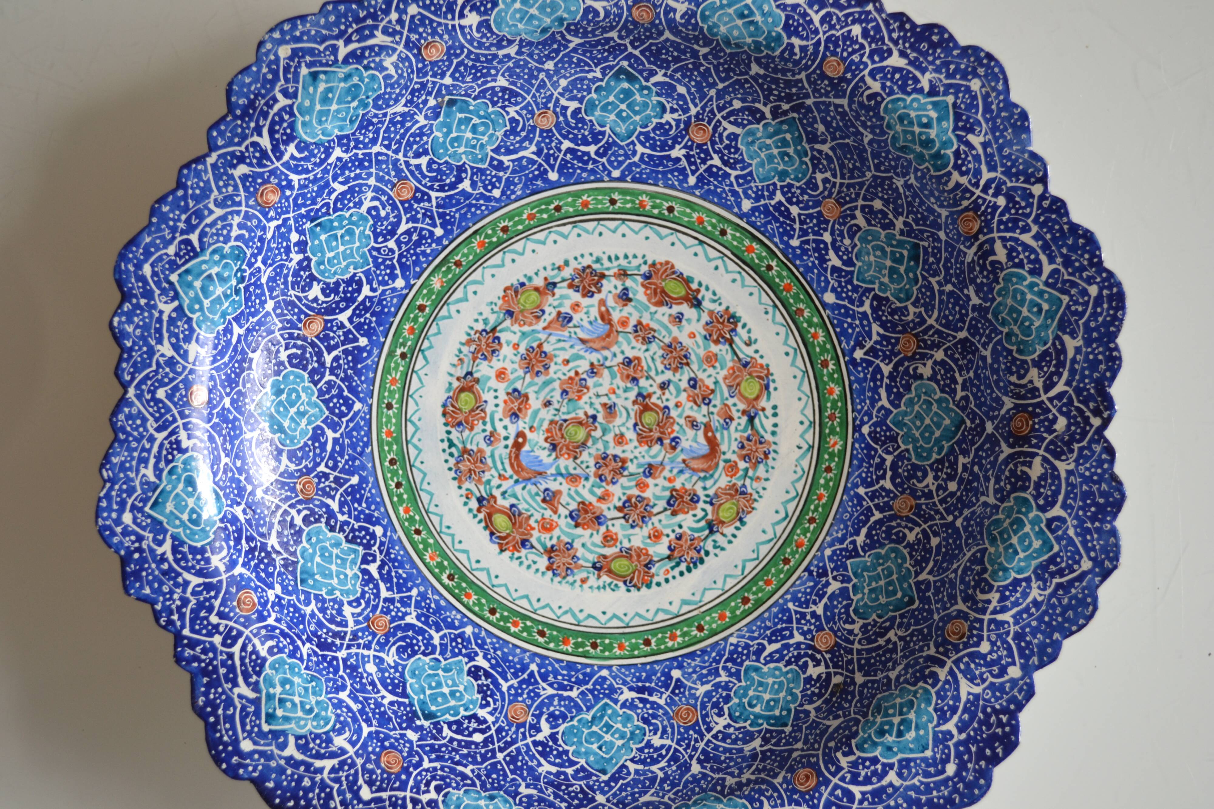 Islamic art enamel metal dish
