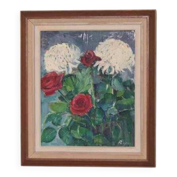 Original mid-century Swedish oil on panel – “Bloomer” by Hans Ripa – vintage & framed – 61.5 × 53 cm