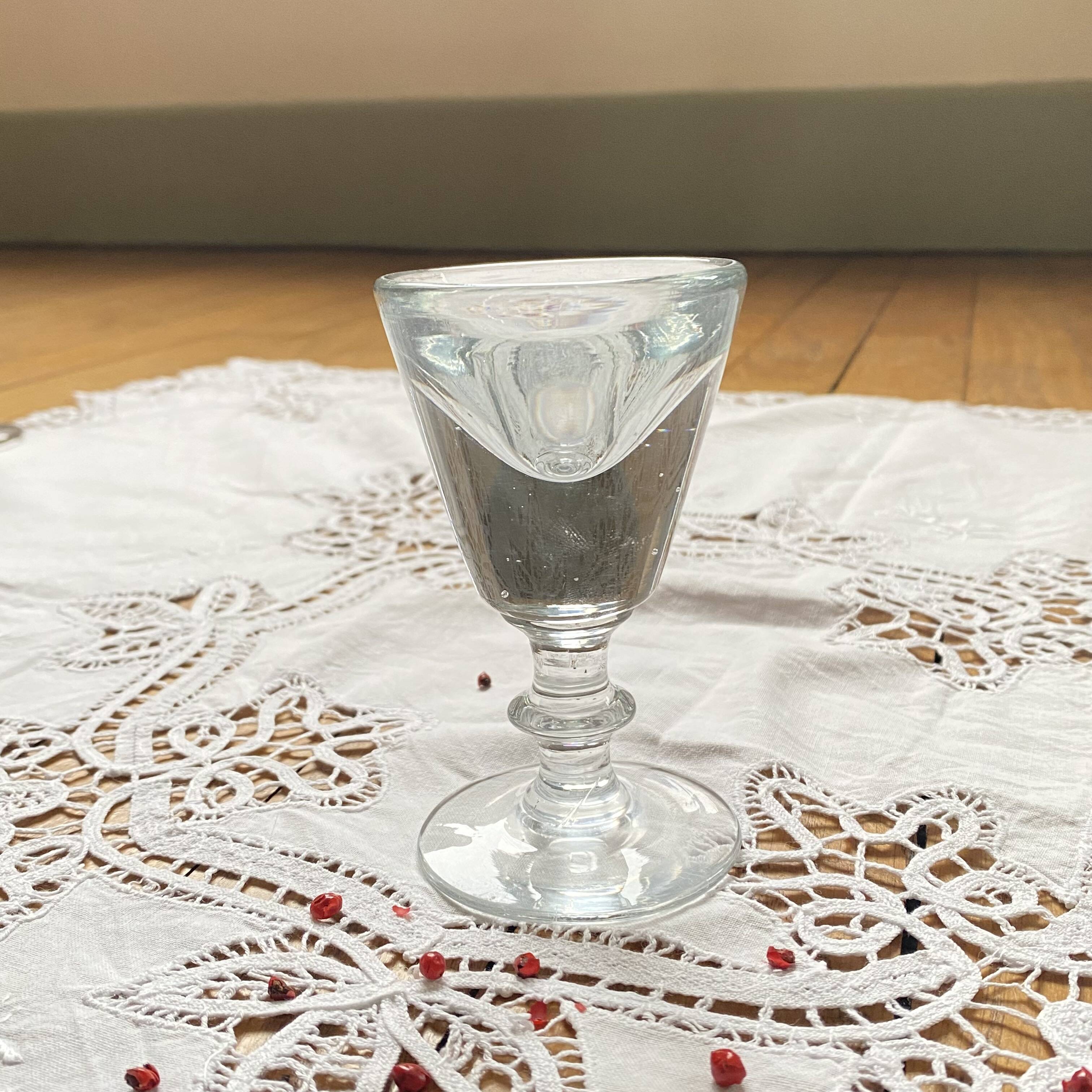 Antique late 19th century French bistro stemmed liqueur glass ACC-7275