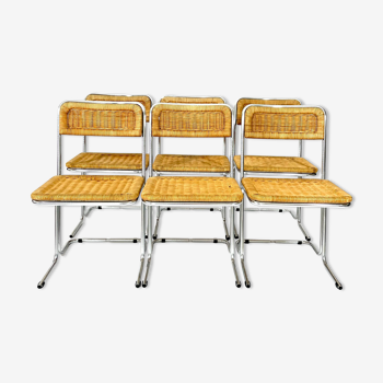 Bauhaus chaises en rotin circa 1970