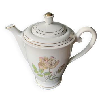 Ancienne cafetière / verseuse en Porcelaine de Limoges – Décor Rose et