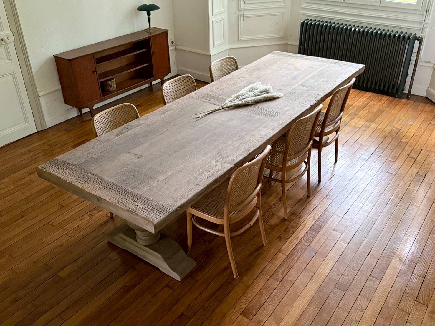 Monastery table - sun - in solid old oak - length 375 cm