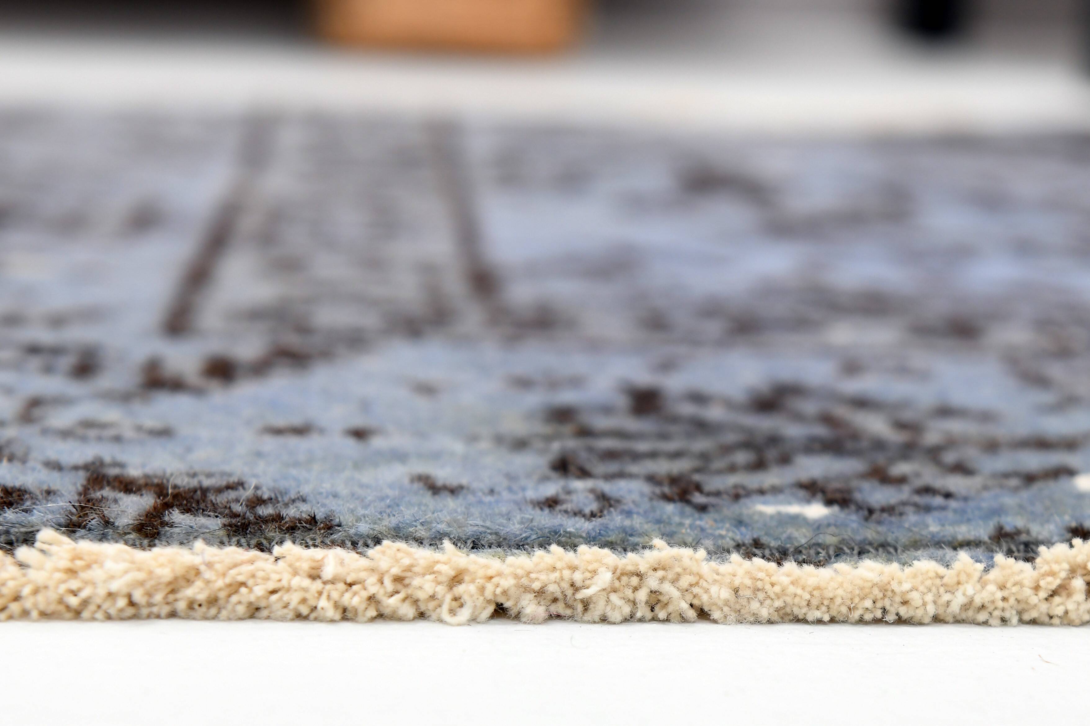 Turkish All-Over Floral Light Blue Vintage Runner Rug, 61x207Cm