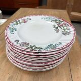 Set of 12 Longwy flat plates, Chrysanthemums model