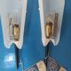 Pair of Vintage Mid-Century "ARA Paris" Wall Lights in Striped Rhodoid & L