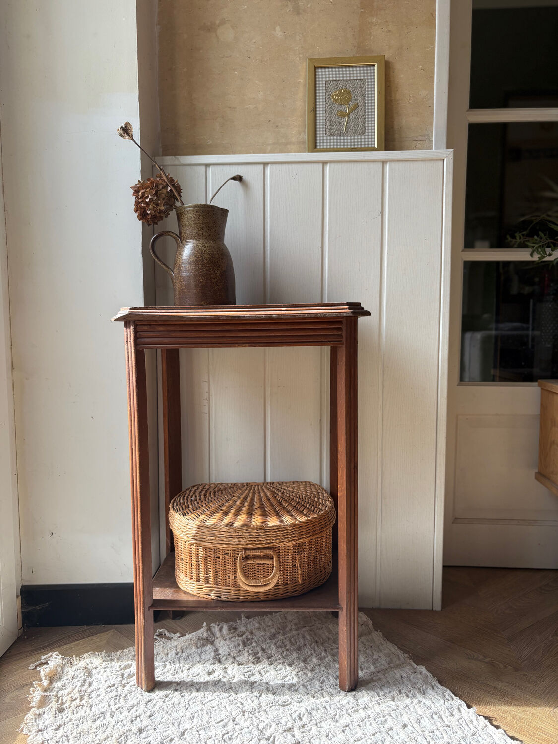 Art Deco bedside table in solid wood