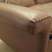 Brown leather sofa, Danish design, 1960s, manufactured by AS Vejen Polstermøbe