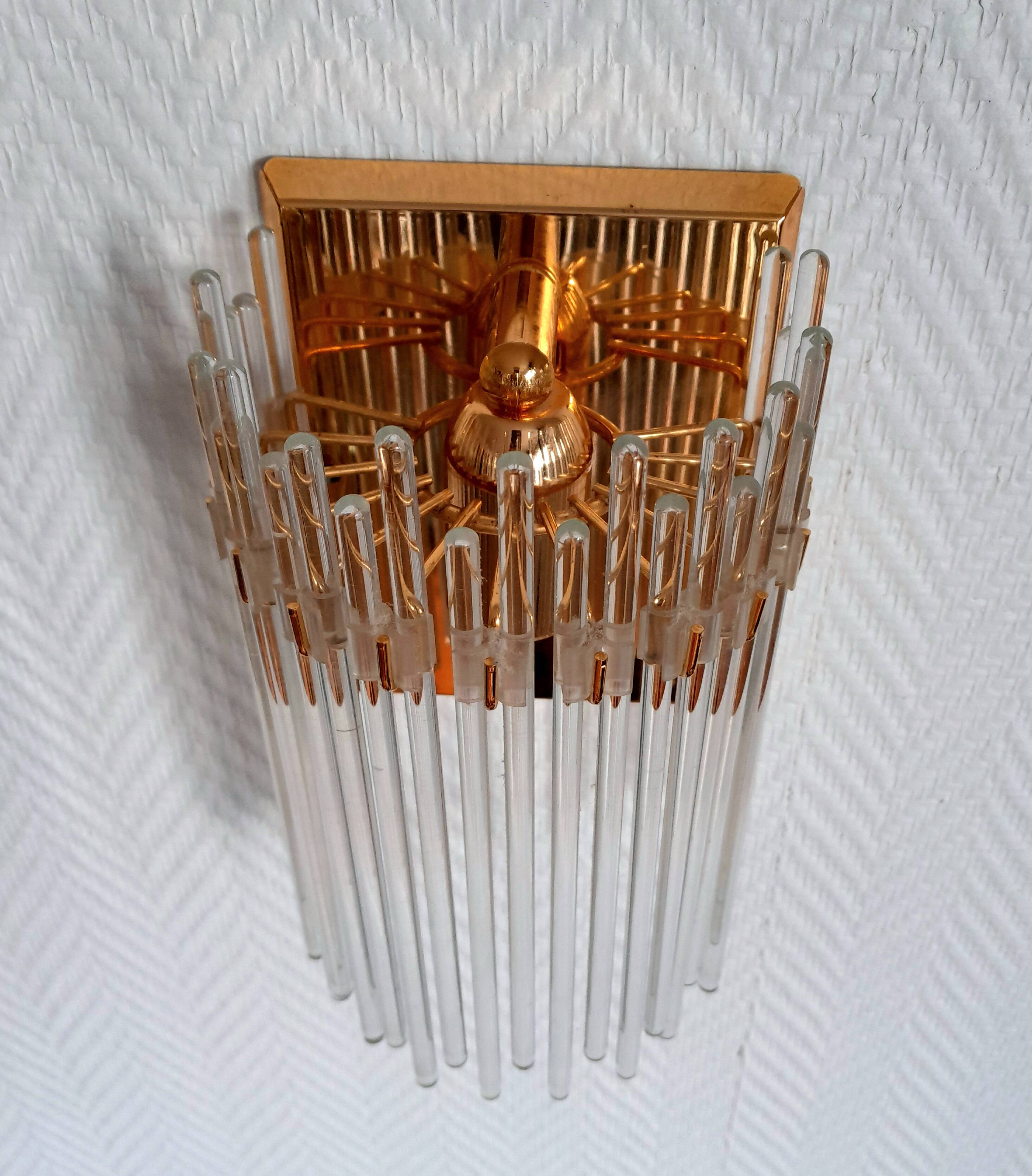 Pair of brass wall lights with waterfall tassels, Italy 1970