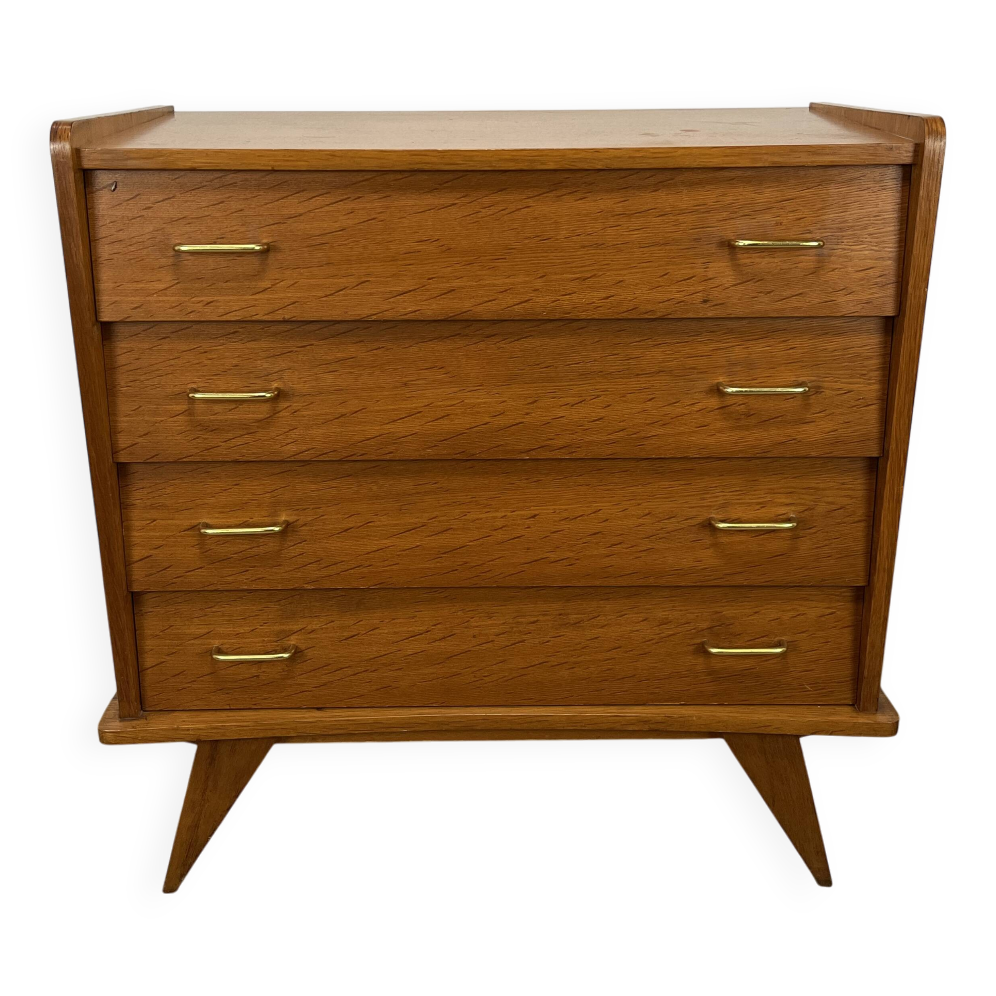 Commode pieds compas années 50 bois blond