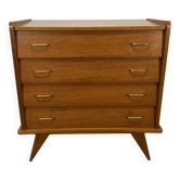 Commode pieds compas années 50 bois blond