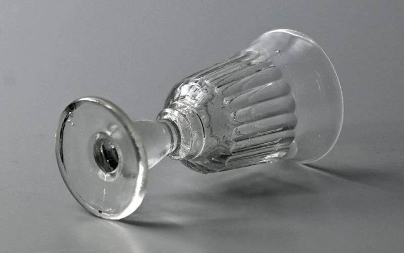 Vintage set of 4 hollow-ribbed tulip liqueur glasses