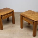Pair of vintage elm bedside tables, 1970s